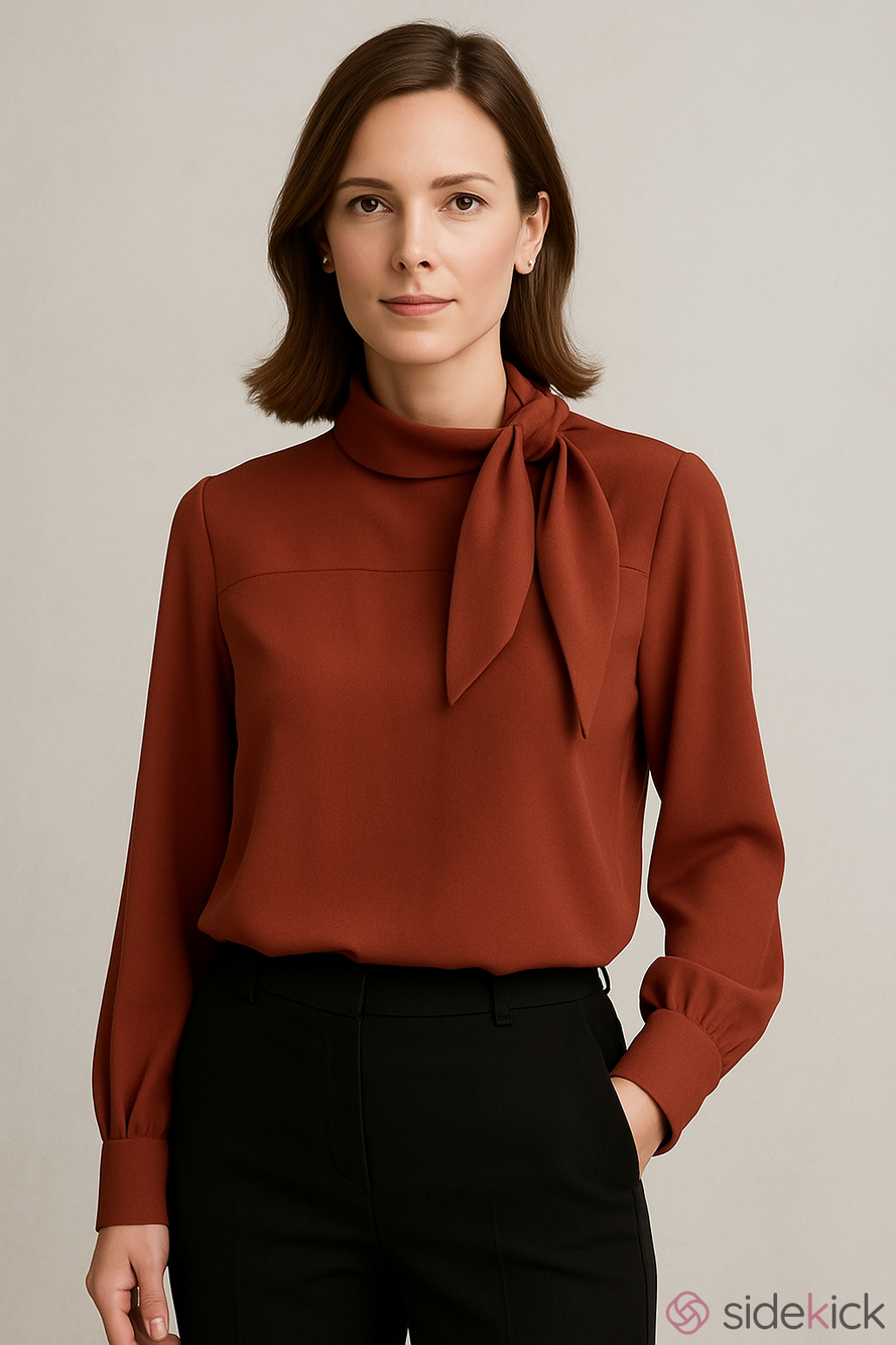 Wilfred Aritzia Trapeze Tie-Neck Blouse Rust Size XS